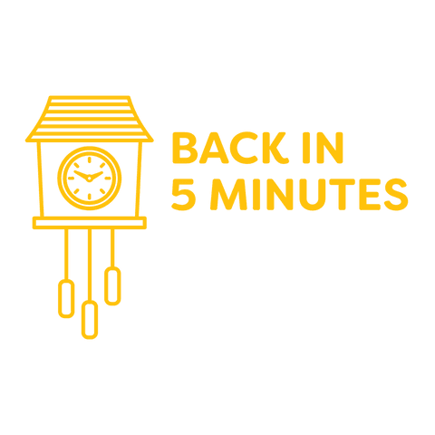 transparent clock sign with back in 5 minutes message - Download Free Stock Videos Pikwizard.com