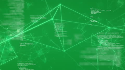 Futuristic Data Network Connections on Green Background