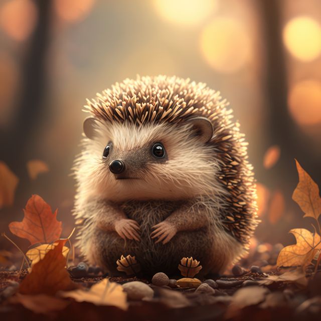 Close up of cute hedgehog in autumn leaves, created using generative ai technology - Download Free Stock Photos Pikwizard.com