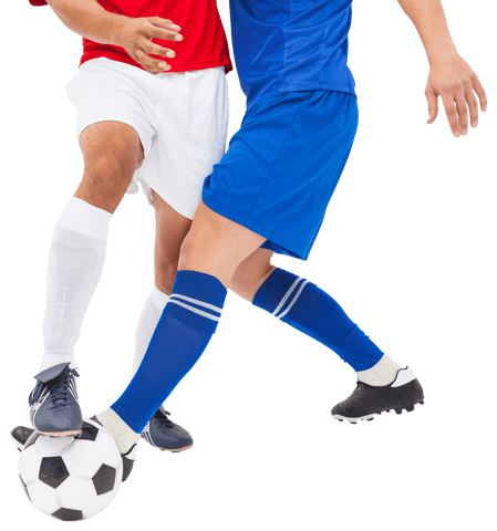 Transparent Soccer Players Fighting for Possession of Ball