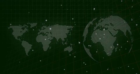 Futuristic Digital Globe with World Map Grid