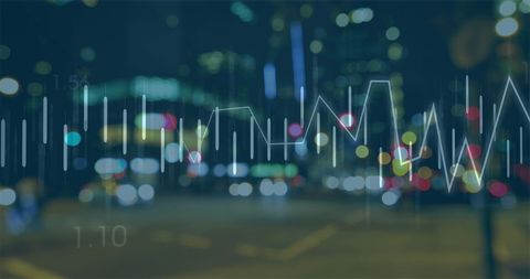 Abstract Data Processing Overlaying Blurred Urban Cityscape - Download Free Stock Images Pikwizard.com