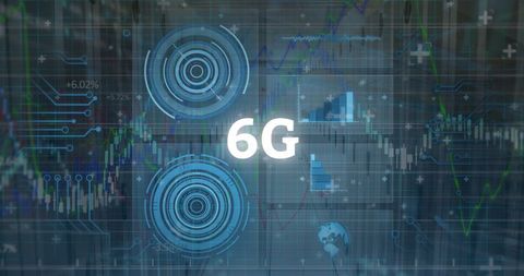6G Digital Interface with Data Analytics over Server Background - Download Free Stock Images Pikwizard.com