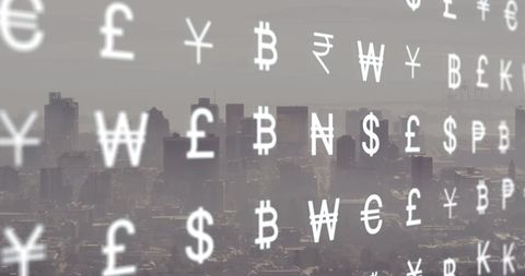 Global Currency Symbols Floating Over Cityscape - Download Free Stock Images Pikwizard.com