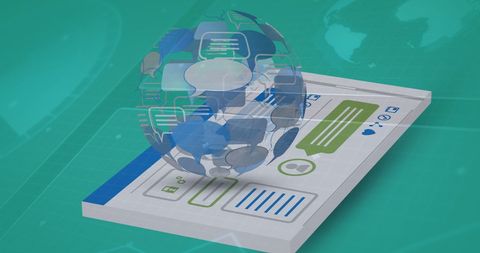 Digital communication sphere hovering over interface