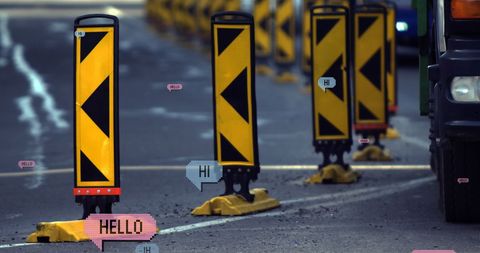 Social Media Concept with Vintage Speech Bubbles on Road Barriers - Download Free Stock Images Pikwizard.com