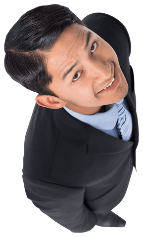 Professional Businessman Smiling Upwards Transparent Background