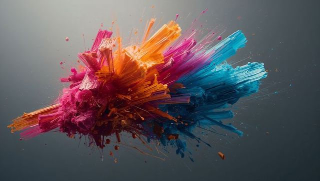 Vibrant Abstract Burst with Colorful Spikes on Gradient Background