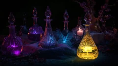 Fantasy Elixir Bottles in Glow-in-the-Dark Display