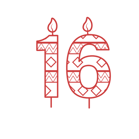 Decorative Red Number 16 Candles on Transparent Background - Download Free Stock Videos Pikwizard.com