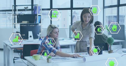 eco data processing with colleagues collaborating in modern office - Download Free Stock Images Pikwizard.com