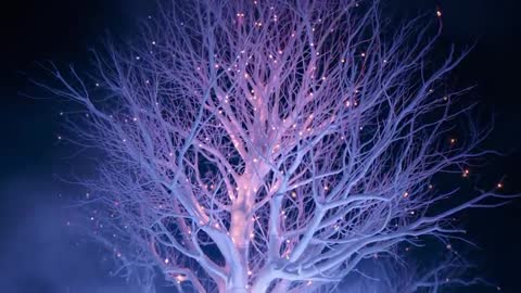 Mystical Leafless Tree With Flickering Ember Lights