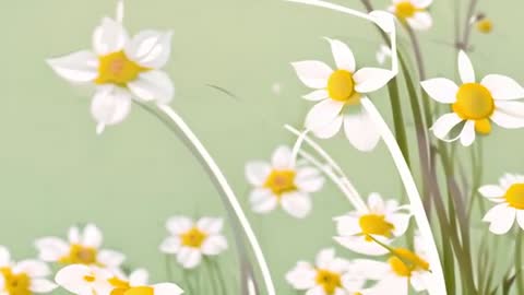 Animated Daisies Swaying in Gentle Spring Breeze