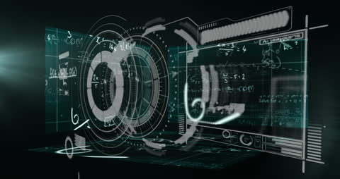 Futuristic Digital Interface with Mathematical Equations