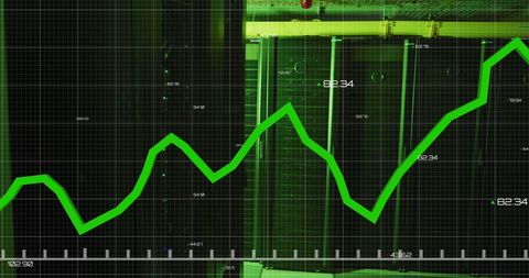 Green Line Graph Overlapping Data Server Racks in Technology Center - Download Free Stock Images Pikwizard.com