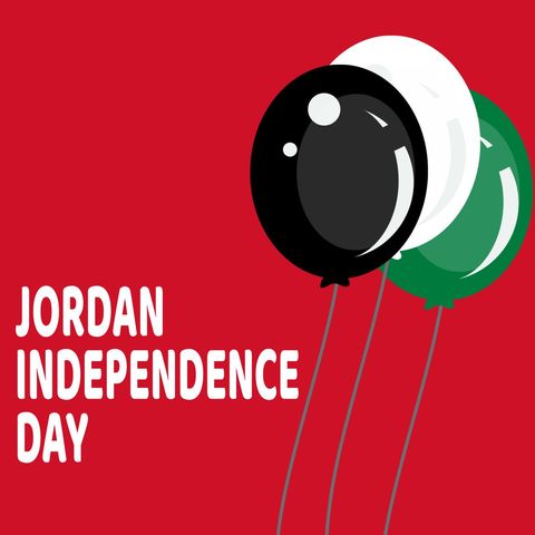 Jordan independence day celebration with balloons on red