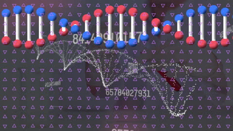 Abstract DNA Helix with Digital Triangles Hologram