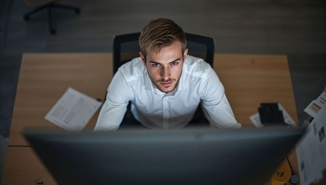 Focused professional at work in modern office setting