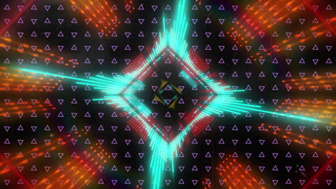 Dynamic Neon Diamond Shape with Futuristic Digital Patterns