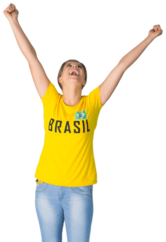 Joyful Football Fan in Brazil T-Shirt Celebrating