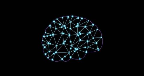 Neon brain network glowing neural mesh with cyan and violet nodes for ai technology