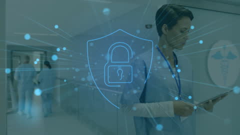 Cybersecurity in Healthcare: Doctor Using Digital Tablet