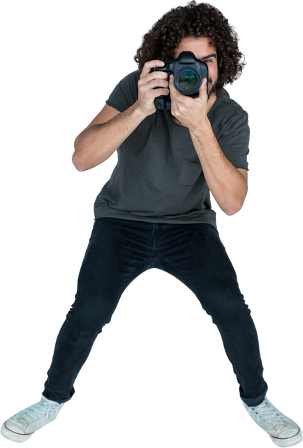 Full Length of Male Photographer Taking Picture with Transparent Background - Download Free Stock Videos Pikwizard.com