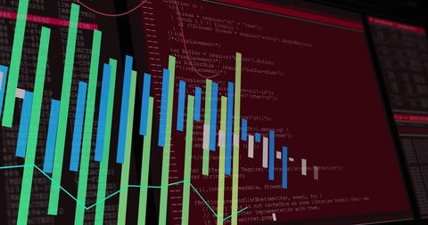 Financial Data Processing with Code Overlays and Graphs - Download Free Stock Images Pikwizard.com