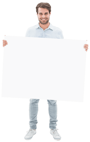 Young Smiling Man Holding Transparent Blank Sign for Advertisement - Download Free Stock Videos Pikwizard.com