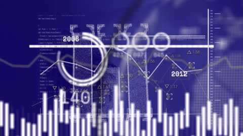 Digital Data Processing Visualization in Blue Background