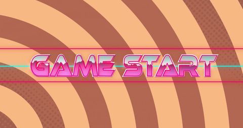 Retro Game Start Text On Vibrant Orange Background