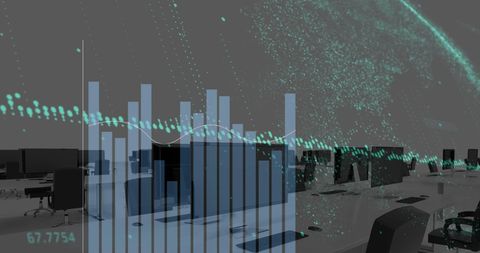 Futuristic Office with Abstract Data Analysis Graphics - Download Free Stock Images Pikwizard.com