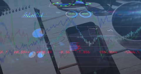 Digital Finance Data Processed on Desk with Gadgets