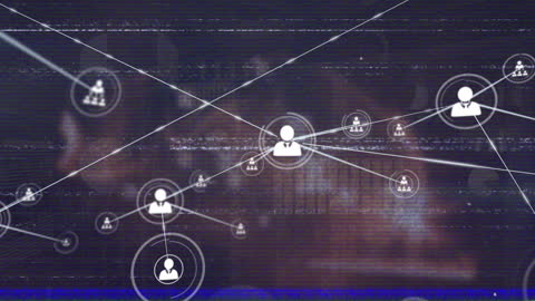 Futuristic Digital Network Connection Interface With Human Icons