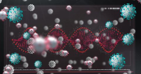 Virus Cells Over DNA Strands with Digital Background - Download Free Stock Images Pikwizard.com