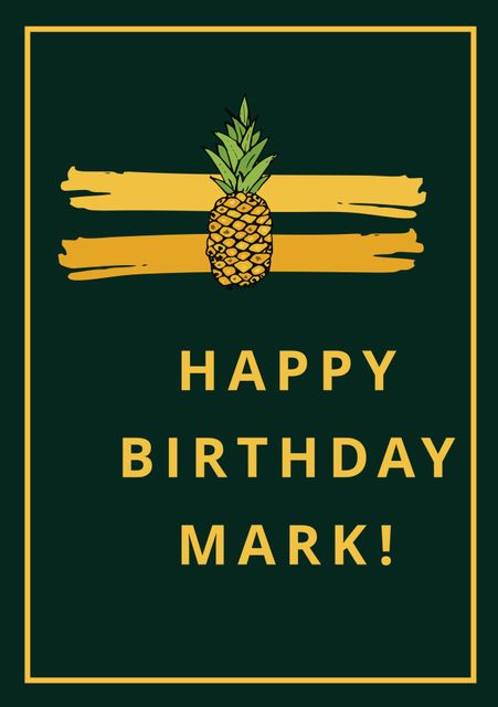 This birthday card features a pineapple as the central design, symbolizing warmth and hospitality. The yellow text contrasts against the dark green background, making it visually appealing. Ideal for birthdays, it adds a personal touch to celebrations, perfect for friends and family.