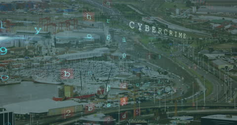 Cybercrime Data Overlaying Urban Cityscape