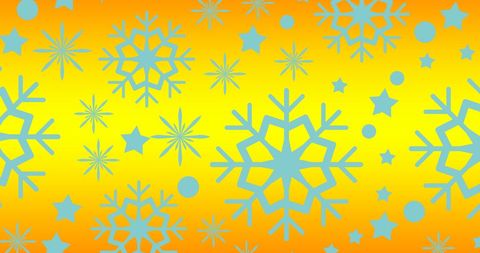 Blue Snowflakes and Stars on Vibrant Yellow Background
