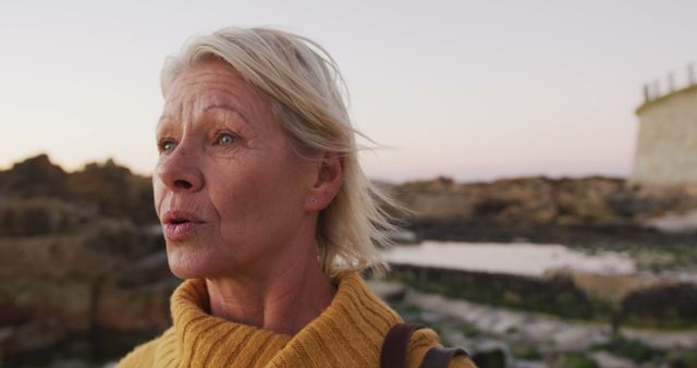 Elderly Woman Enjoying Outdoor Scenery While Talking - Download Free Stock Images Pikwizard.com