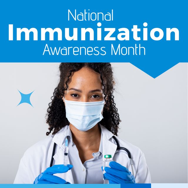 National Immunization Awareness Month with Doctor Holding Syringe and Vial - Download Free Stock Templates Pikwizard.com