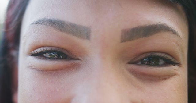 Close-up of Women's Eyes with Shaped Eyebrows Outdoors - Download Free Stock Images Pikwizard.com