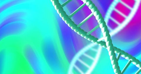 DNA Helix Against Vibrant Abstract Background