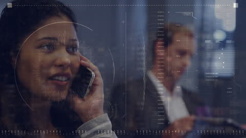 Innovative Data Analysis with Businesswoman on Smartphone