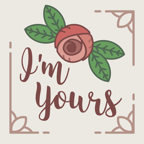 Floral I'm Yours Text Design on Transparent Background