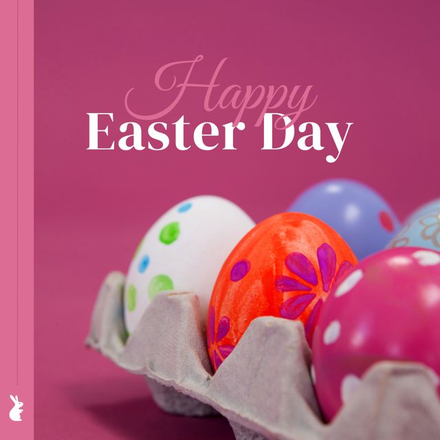 Colorful Easter Eggs in Carton with Happy Easter Day Text - Download Free Stock Templates Pikwizard.com