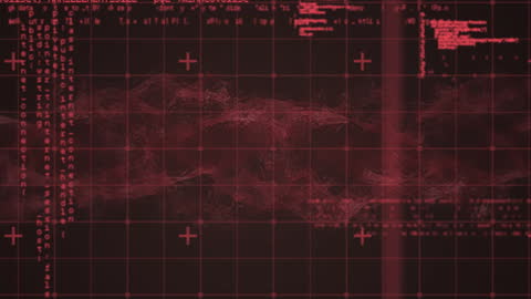 Futuristic Digital Interface with Red Data Streams