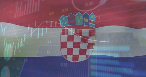 Financial data and stock market trends over croatian flag