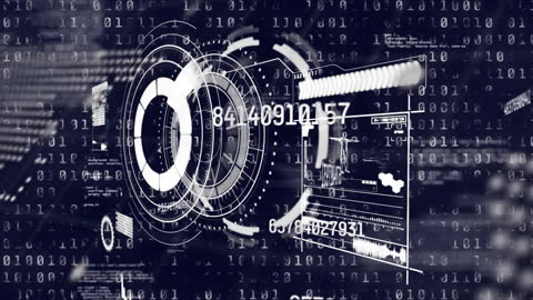 Abstract Digital Interface with Binary Code Overlay