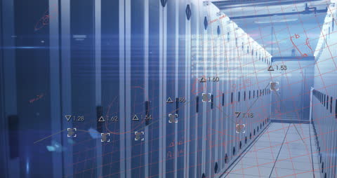 Futuristic Data Processing in Modern Server Room Animation