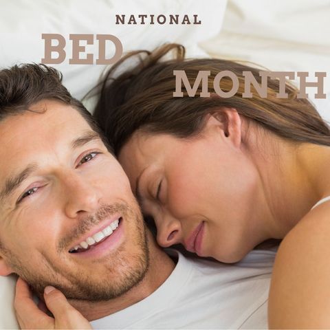 couple embracing comfort during national bed month - Download Free Stock Templates Pikwizard.com